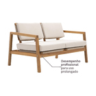 Sofá para Jardim 2 Lugares Madeira Acácia 124x74x80cm Oasis Naterial