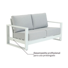 Sofá para Jardim 2 Lugares Alumínio Branco e Cinza 170x88x91cm Athena Naterial