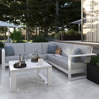 Sofá para Jardim Lado Esquerdo Alumínio Branco e Cinza 160x88x91cm Athena Naterial