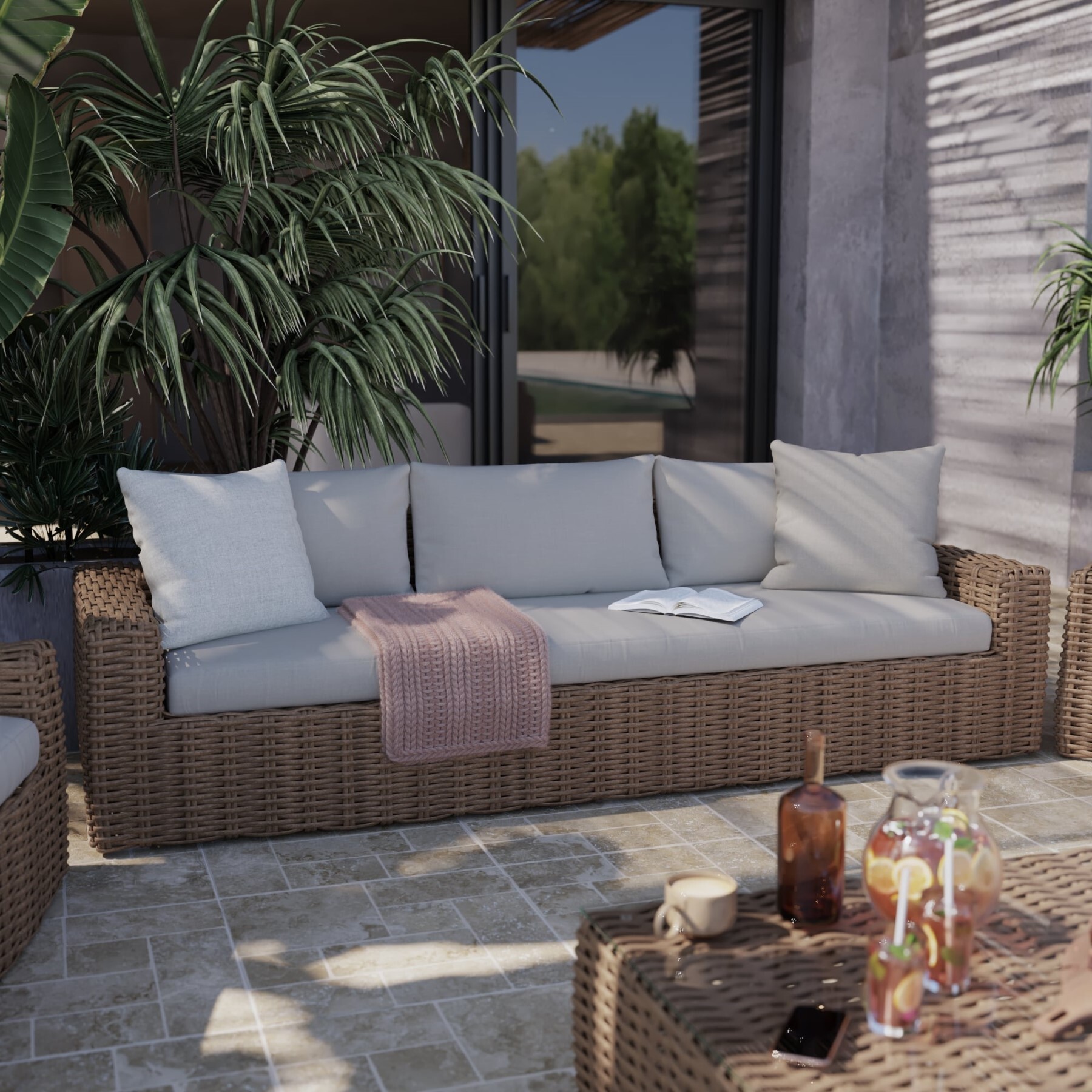 Sofá para Jardim 3 Lugares Ayamo Naterial