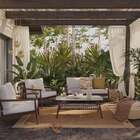 Sofá para Jardim Retro Alumínio e Vime Marrom e Bege 1,48mx86x70cm Naterial