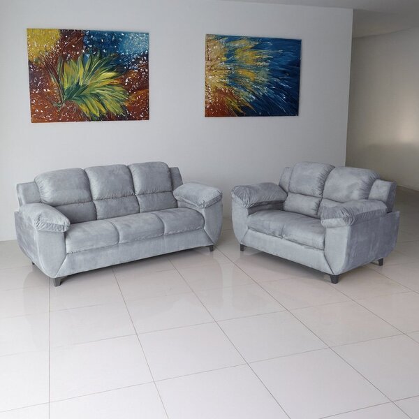 Sofá Para Sala De Estar 2 Lugares Clássico Cinza