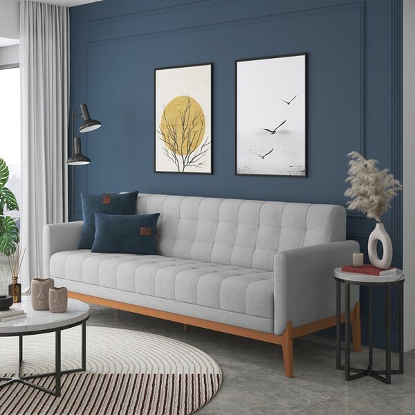 Sofá Para Sala De Estar 3 Lugares 200cm Brooks Cinza