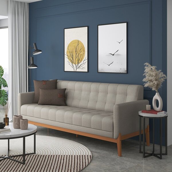 Sofá Para Sala De Estar 3 Lugares 200cm Brooks Cru