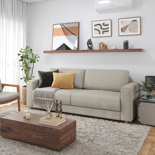 Sofá Para Sala De Estar 3 Lugares 200cm Hit Areia