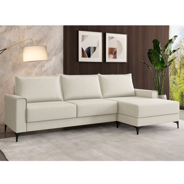 Sofá Para Sala De Estar 3 Lugares Moderno Premium Branco