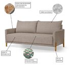 Sofá Para Sala De Estar 3 Lugares Pés De Madeira Eudora Bege