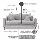 Sofá Para Sala De Estar Fixo 3 Lugares London Cinza