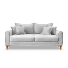Sofá Para Sala De Estar Fixo 3 Lugares London Prata