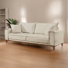Sofá Para Sala De Estar Fixo 4 Lugares Aquiles Luxo Bege Claro