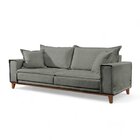 Sofá Para Sala De Estar Fixo 4 Lugares Aquiles Luxo Cinza