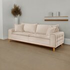 Sofá Para Sala De Estar Fixo 4 Lugares Orfeu Luxo Bege Claro