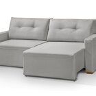 Sofá Para Sala De Estar Palermo Linho - 228 Cm Cinza Claro