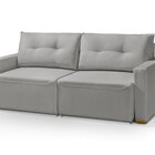 Sofá Para Sala De Estar Palermo Linho - 228 Cm Cinza Claro