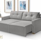 Sofá Para Sala De Estar Palermo Linho - 228 Cm Cinza Claro