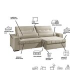 Sofá Para Sala De Estar Retrátil 2 Lugares 276cm Bege