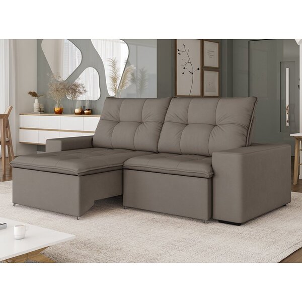 Sofá Para Sala De Estar Retrátil E Reclinável Damasco Marrom