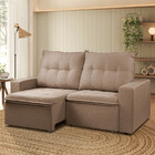 Sofá Para Sala Reclinavel Estofado Berlim 200cm Veludo Bege