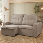 Sofá Para Sala Reclinavel Estofado Berlim 200cm Veludo Creme