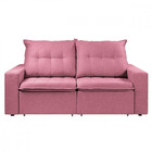 Sofá Para Sala Reclinável Estofado Berlim 200cm Veludo Rosa