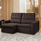 Sofá Para Sala Reclinável Estofado Cancún 200cm Veludo Chocol