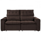Sofá Para Sala Reclinável Estofado Cancún 200cm Veludo Chocol