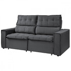 Sofá Para Sala Reclinável Estofado Cancún 200cm Veludo Chumbo