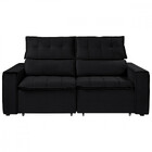 Sofá Para Sala Reclinável Estofado Cancún 200cm Veludo Preto