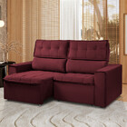 Sofá Para Sala Reclinável Estofado Cancún 200cm Veludo Vinho