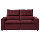 Sofá Para Sala Reclinável Estofado Cancún 200cm Veludo Vinho