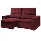 Sofá Para Sala Reclinável Estofado Cancún 200cm Veludo Vinho