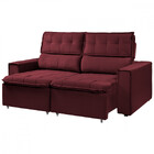 Sofá Para Sala Reclinável Estofado Cancún 200cm Veludo Vinho