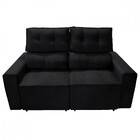 Sofá Para Sala Reclinavel Estofado Price 180cm Veludo Preto