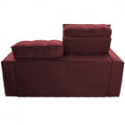 Sofá Para Sala Reclinavel Estofado Price 180cm Veludo Vinho