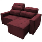 Sofá Para Sala Reclinavel Estofado Price 180cm Veludo Vinho