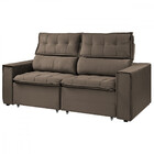 Sofá Para Sala Reclinavel Estofado Torino 200cm Suede Rato