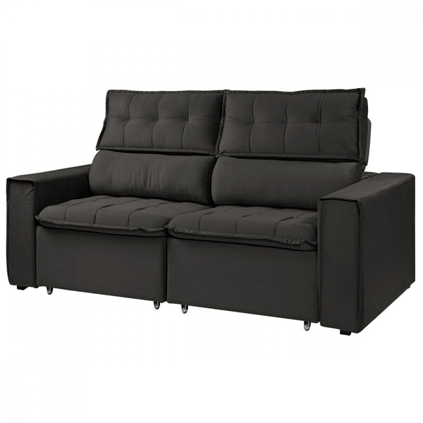 Sofá Para Sala Reclinavel Estofado Torino 200cm Veludo