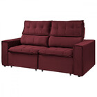 Sofá Para Sala Reclinavel Estofado Torino 200cm Veludo Vinho