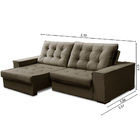 Sofá Para Sala Retrátil 220cm Alice Tecido Suede Marrom Isofa