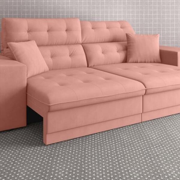 Sofá Pegasus 2,50m Assento Retrátil E Reclinável Velosuede Ro