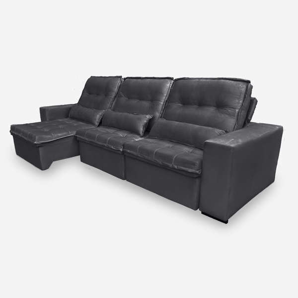 Sofá Persia 6 Lugares 3,20 Metros Veludo - 10 Cinza