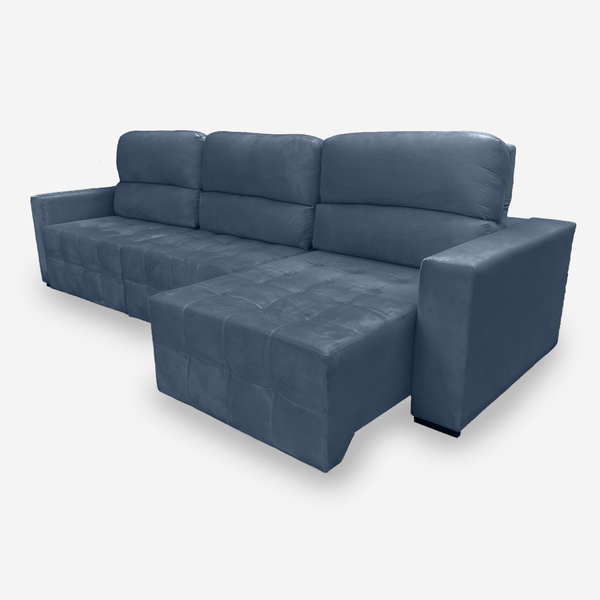 Sofá Plus 6 Lugares 2,90 Metros Veludo - 24 Marinho