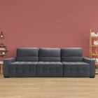 Sofá Plus 6 Lugares 3,20 Metros Veludo - 10 Cinza