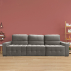 Sofá Plus 6 Lugares 3,50 Metros Veludo - 03 Capuccino