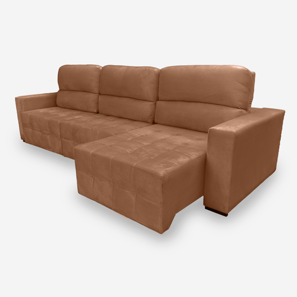 Sofá Plus 6 Lugares 3,50 Metros Veludo - 20 Terracota