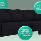 Sofá Poesia 2,60m Retrátil E Reclinável Velosuede Preto - Net