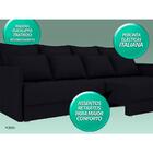 Sofá Poesia 2,60m Retrátil E Reclinável Velosuede Preto - Net