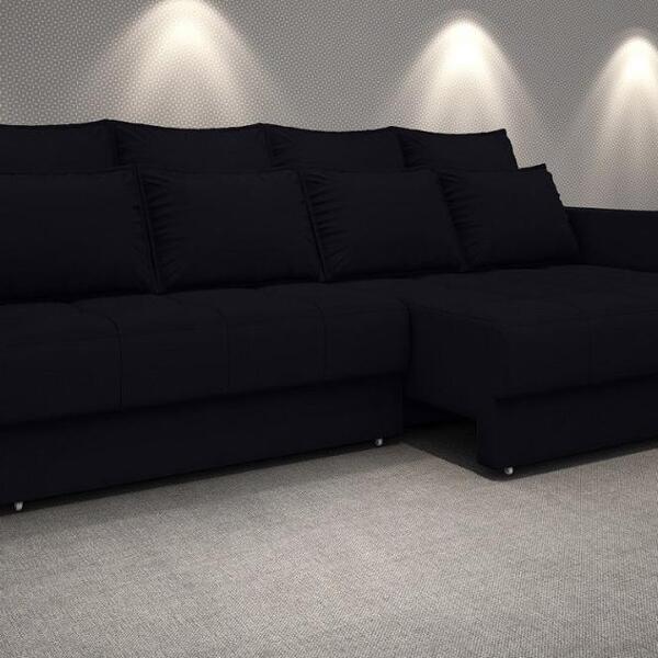 Sofá Poesia 2,60m Retrátil E Reclinável Velosuede Preto - Net