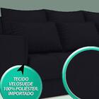 Sofá Poesia 2,60m Retrátil E Reclinável Velosuede Preto - Net