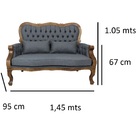 Sofá Poltrona Imperador Capitone 2 Lugares Imbuia E Linho Cin
